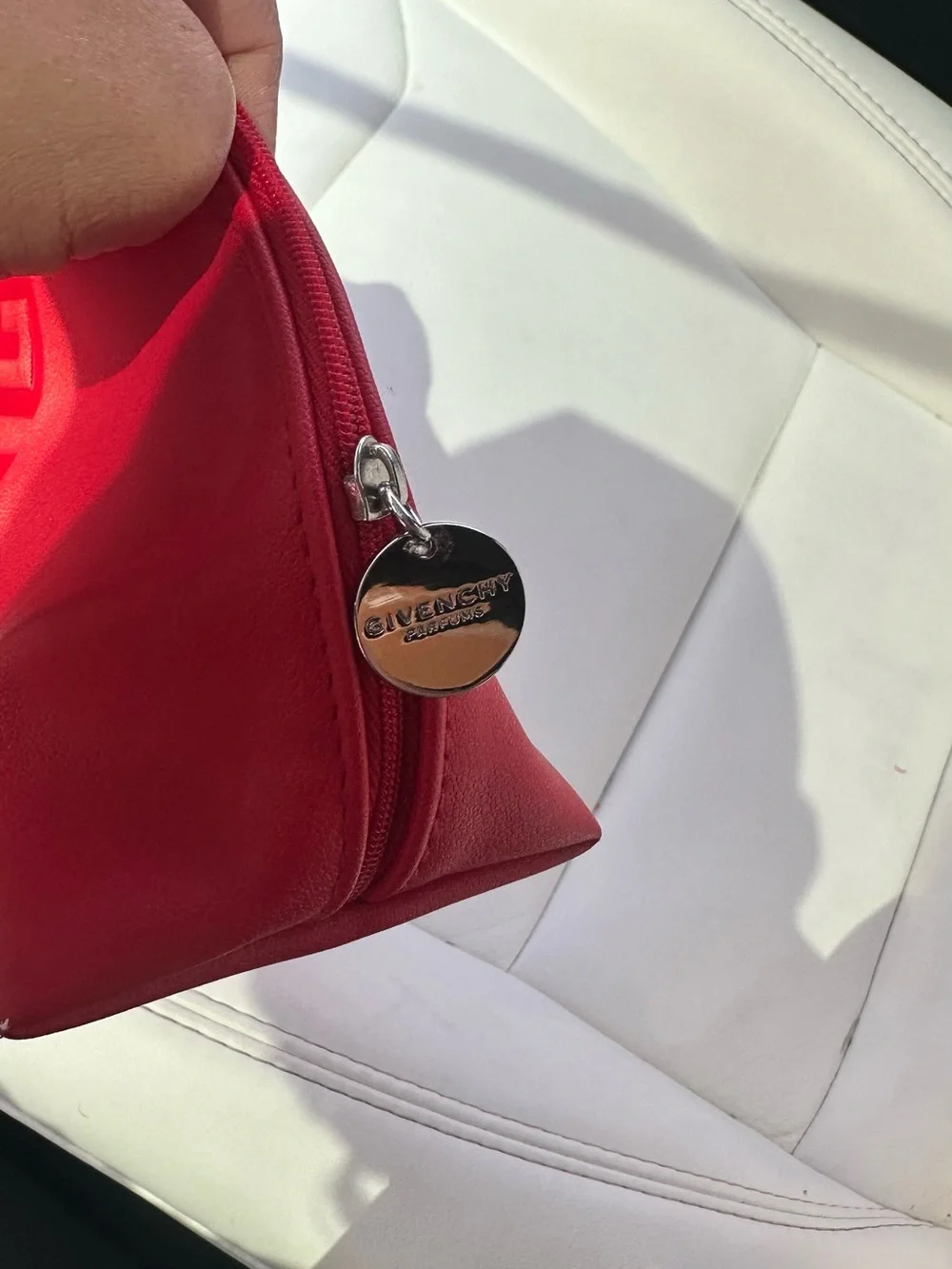 Givenchy Red Leather Half-Moon Cosmetic Pouch